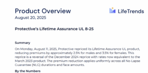 An example of one of LifeTrend's product overviews